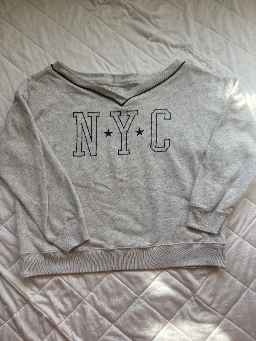 Hollister NYC Oversized V-Neck Crewneck Sweatshirt